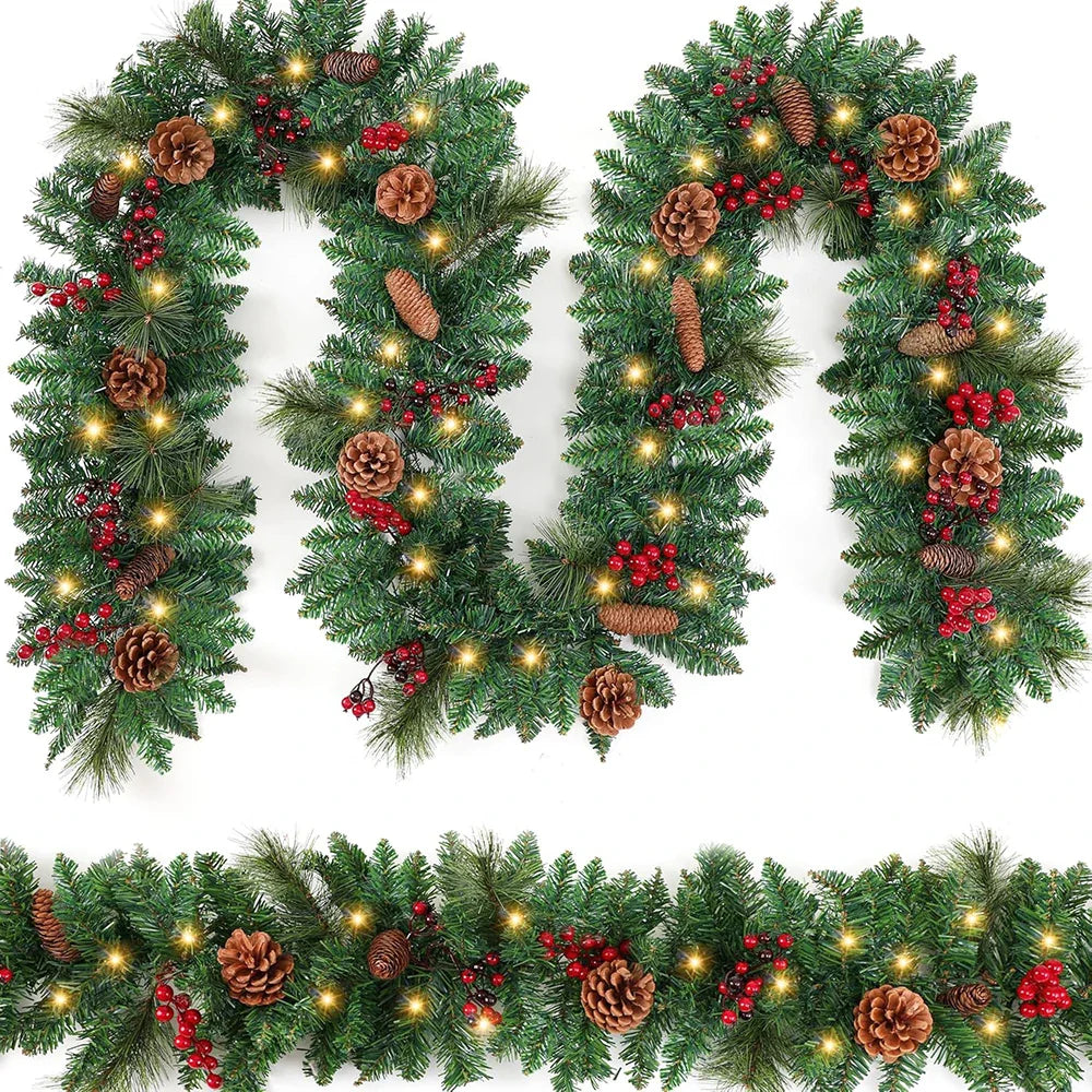 Stunning LED Christmas Garland: Rattan Wreath for Holiday Decor