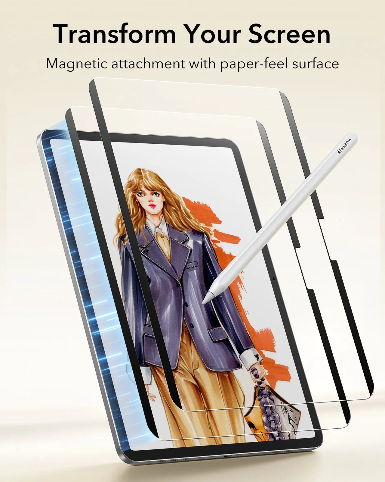 ESR iPad Pro & Air Magnetic Screen Protector - Paper-like, Removable
