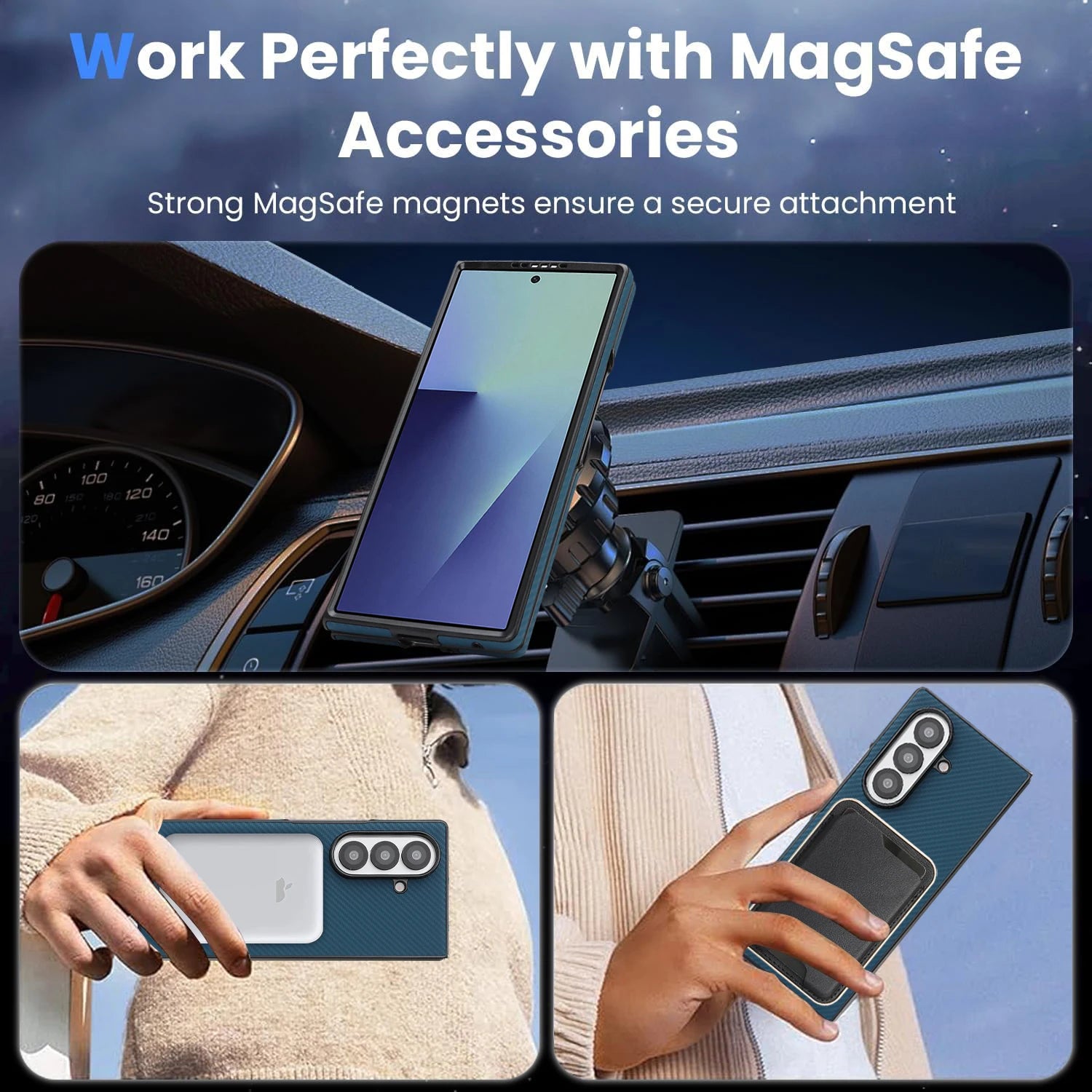 Slim Carbon Fiber Leather Case for Samsung Galaxy Z Fold - Ultra Thin