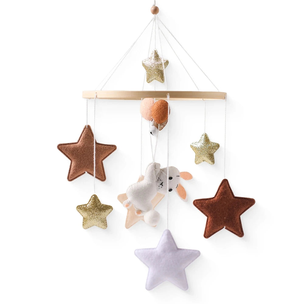 Colorful Wooden Hot Air Balloon Mobile Rattle | Baby Bed Bell Toy