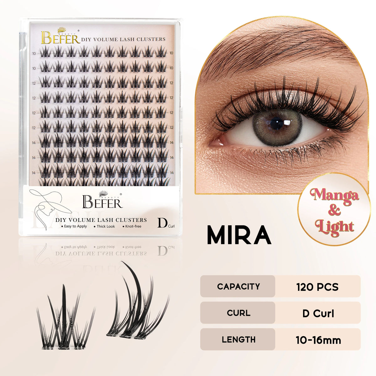 BEFER DIY Cluster Lashes - Natural Volume False Eyelash Extensions