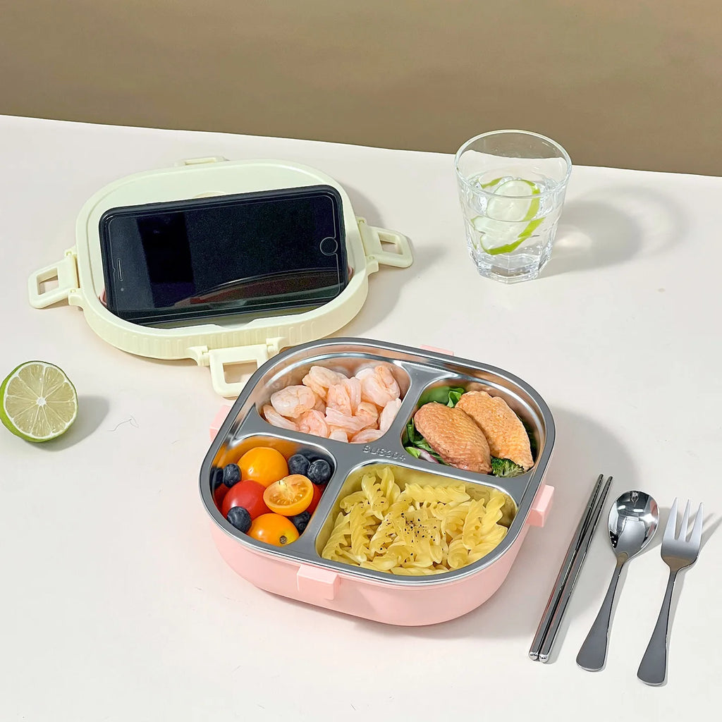 WORTHBUY Microwave Safe 3/4 Compartment Bento Lunch Box