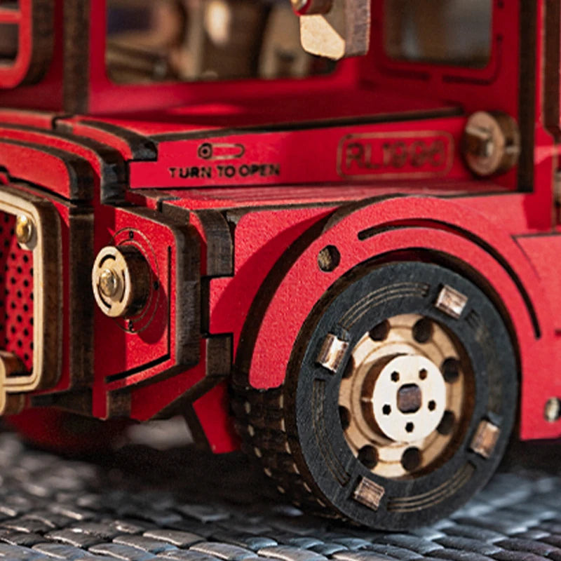 Robotime London Tour Bus 3D Wooden Puzzle – Fun Building Kit for Ages 14+