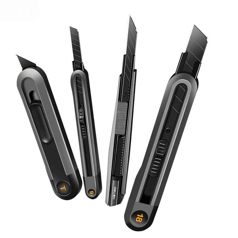 Deli 9mm & 18mm Snap-off Utility Knife with Auto Lock - Precision Cutting
