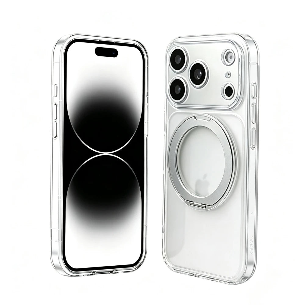 Clear MagSafe-Compatible Ring Stand Case for iPhone 11-17 | Shockproof