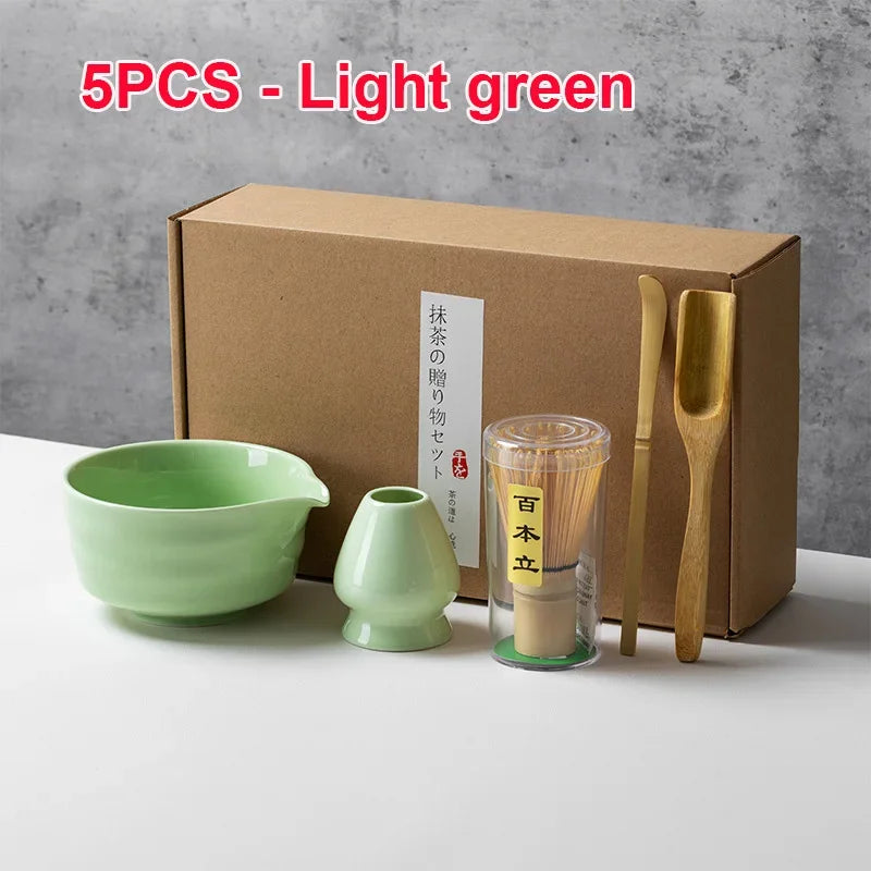 Authentic 4/5/6PCS Matcha Bamboo Whisk & Bowl Set - Perfect Tea Making Tools