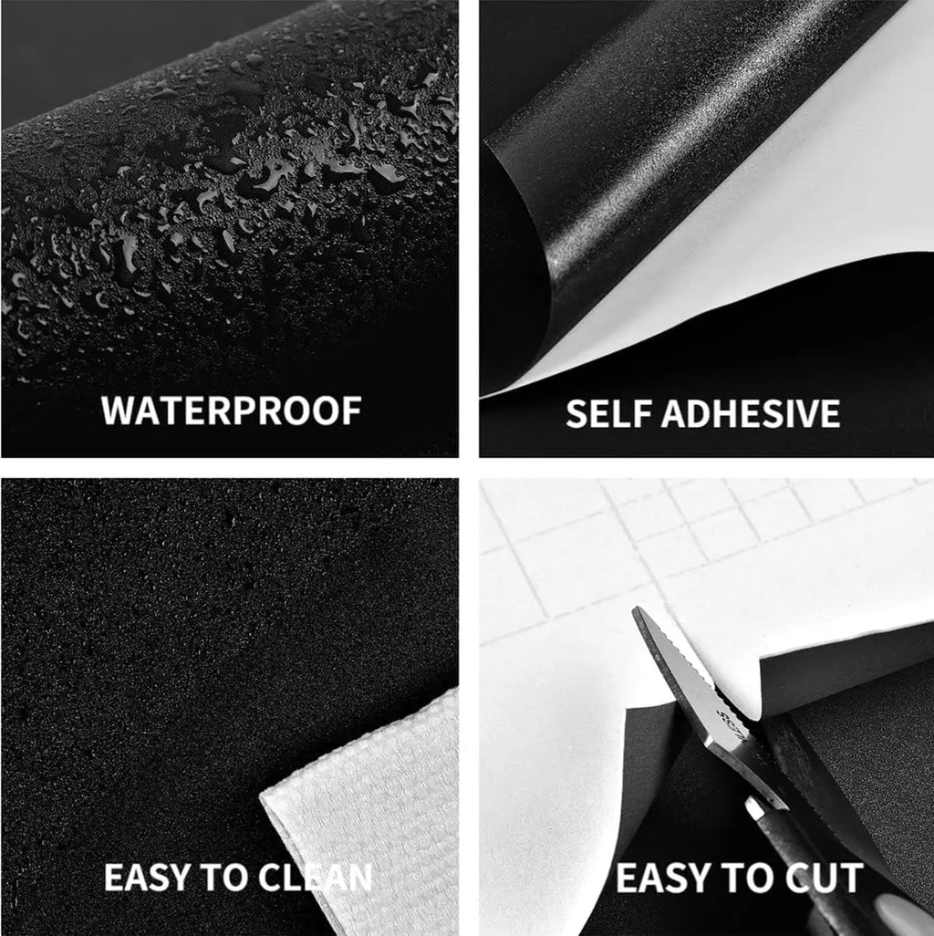Self-Adhesive Black Matte Wallpaper - Waterproof Vinyl Contact Paper