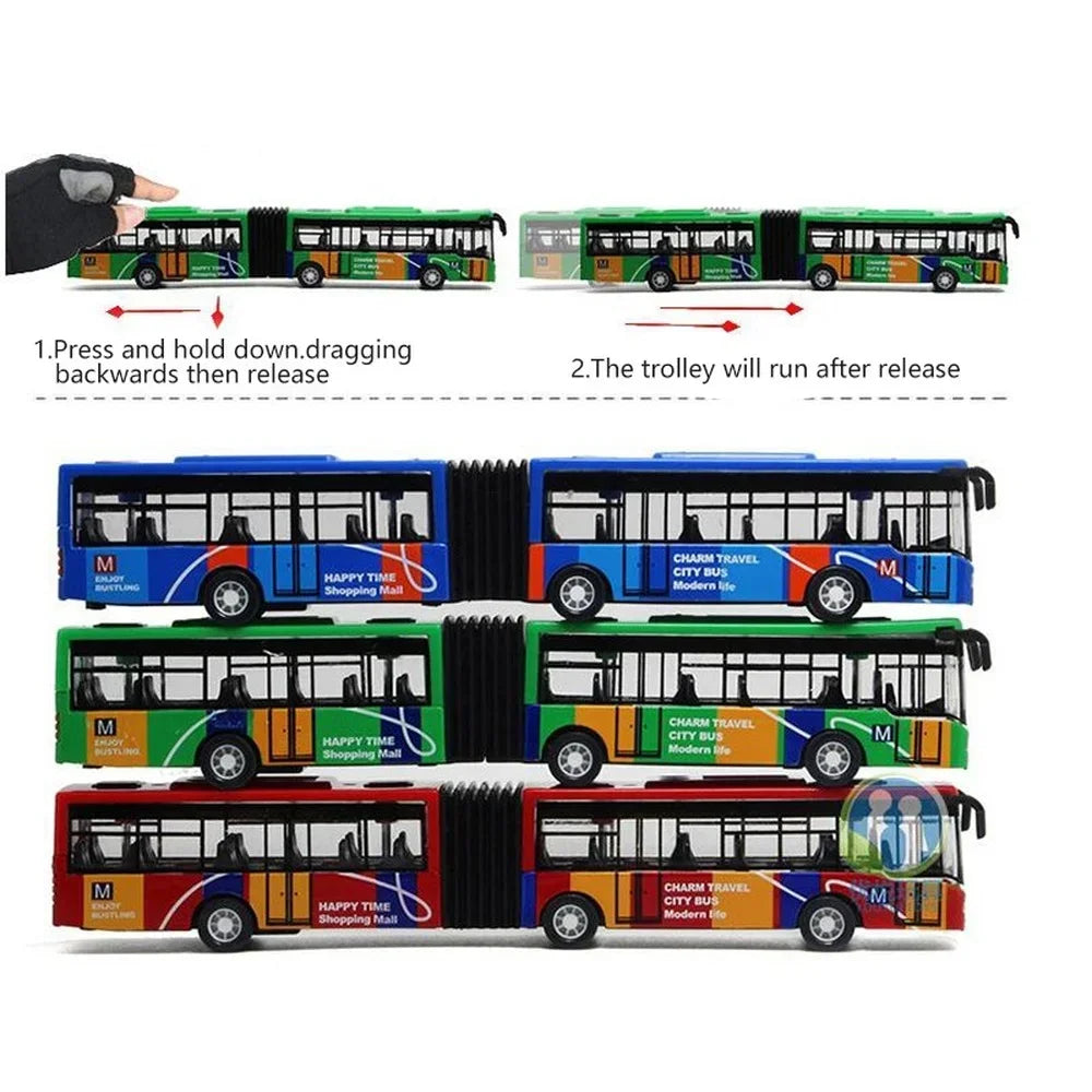 1/64 Diecast City Bus Toy - Pull Back Action Educational Gift