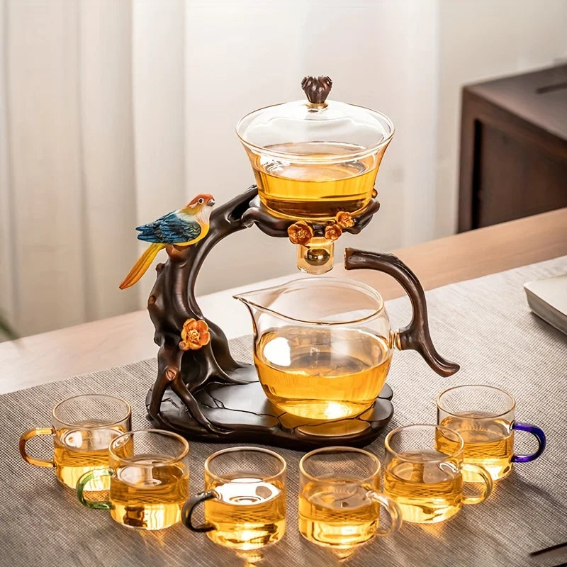 Elegant Drip Glass Tea Set - Semi-Automatic & Heat Resistant