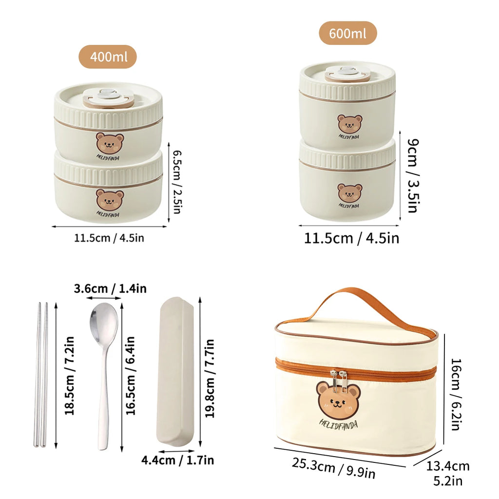 Cute Portable Thermal Stainless Steel Lunch Box for Kids