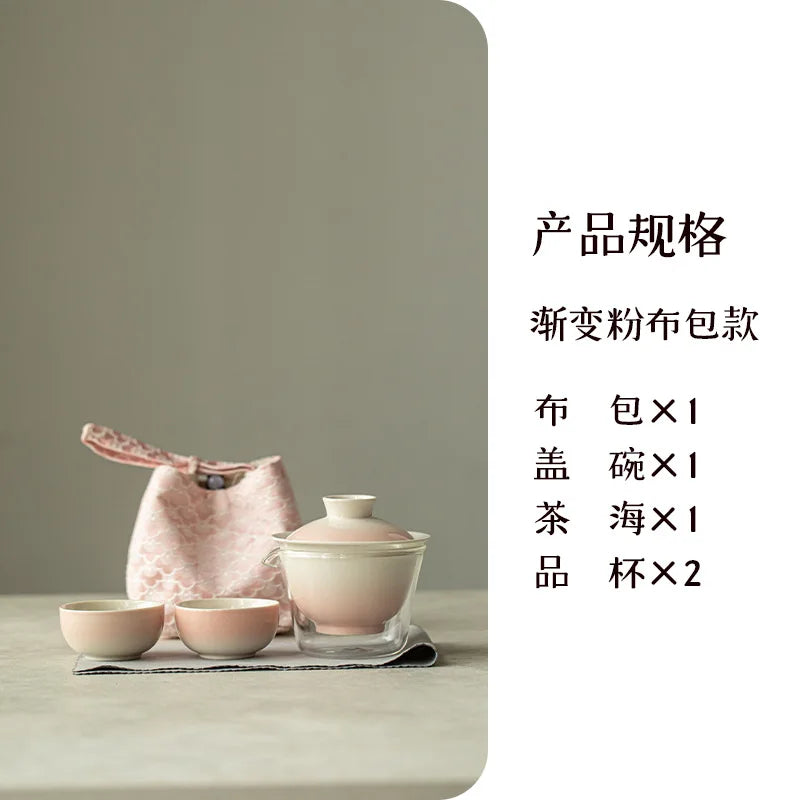Vibrant Handmade Teaware Set for Outdoor Adventures - Portable & Stylish