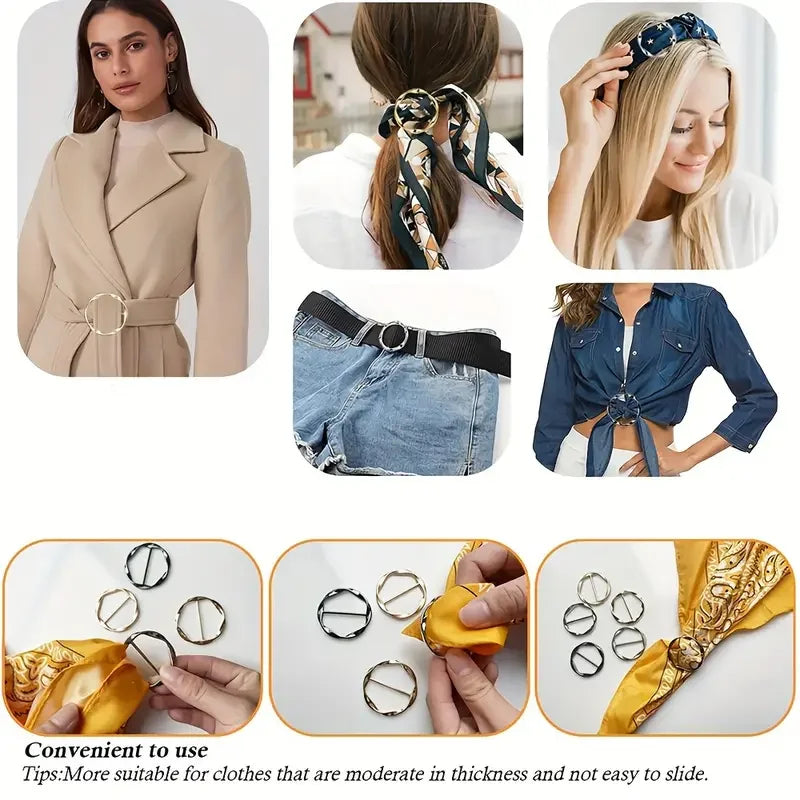5pcs Multipurpose Belt Buckle Set - Slim Belt & Scarf Adjusters
