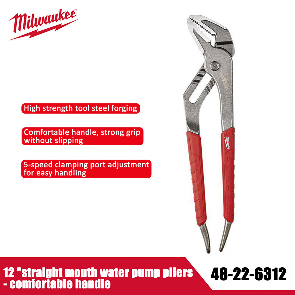 Milwaukee 12" Straight Water Pump Pliers - Comfort Grip & Durable
