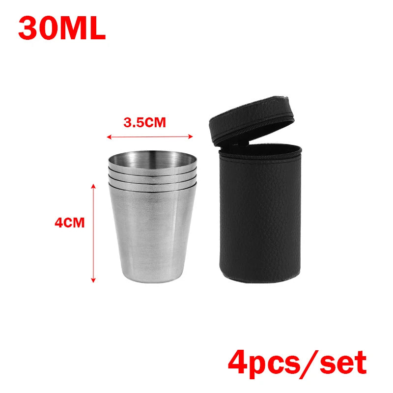 4Pcs Outdoor Stainless Steel Cups - Perfect for Hiking & Camping
