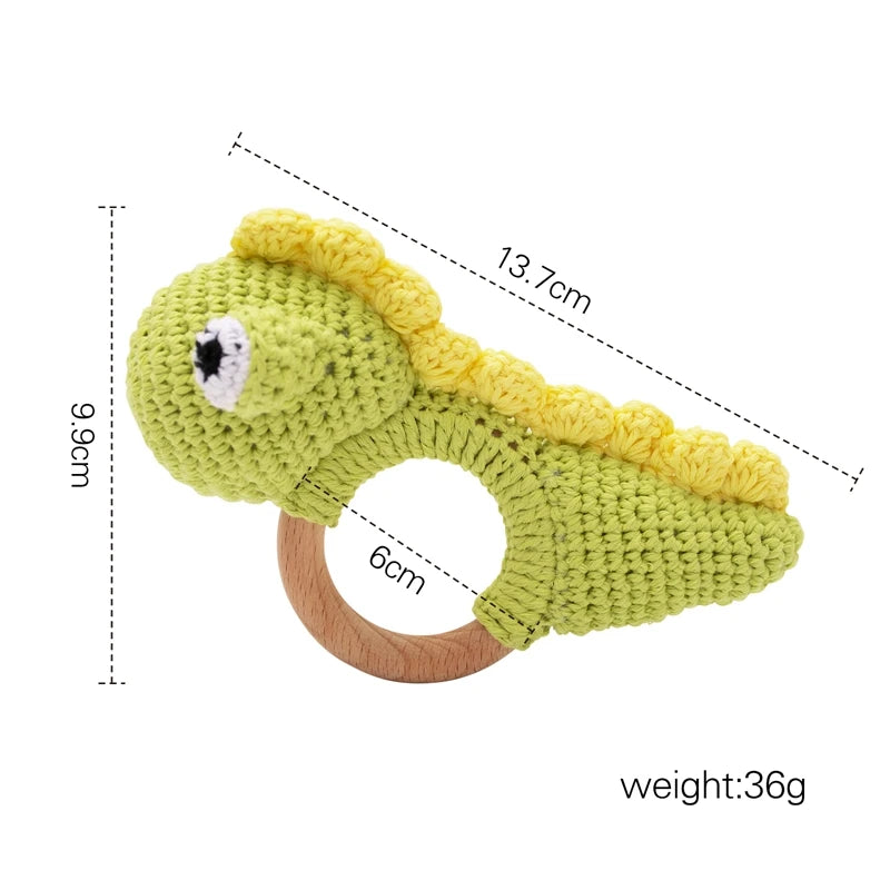 Bopoobo Baby Crochet Rattle Toy - Soft Wooden Teether & Infant Gym
