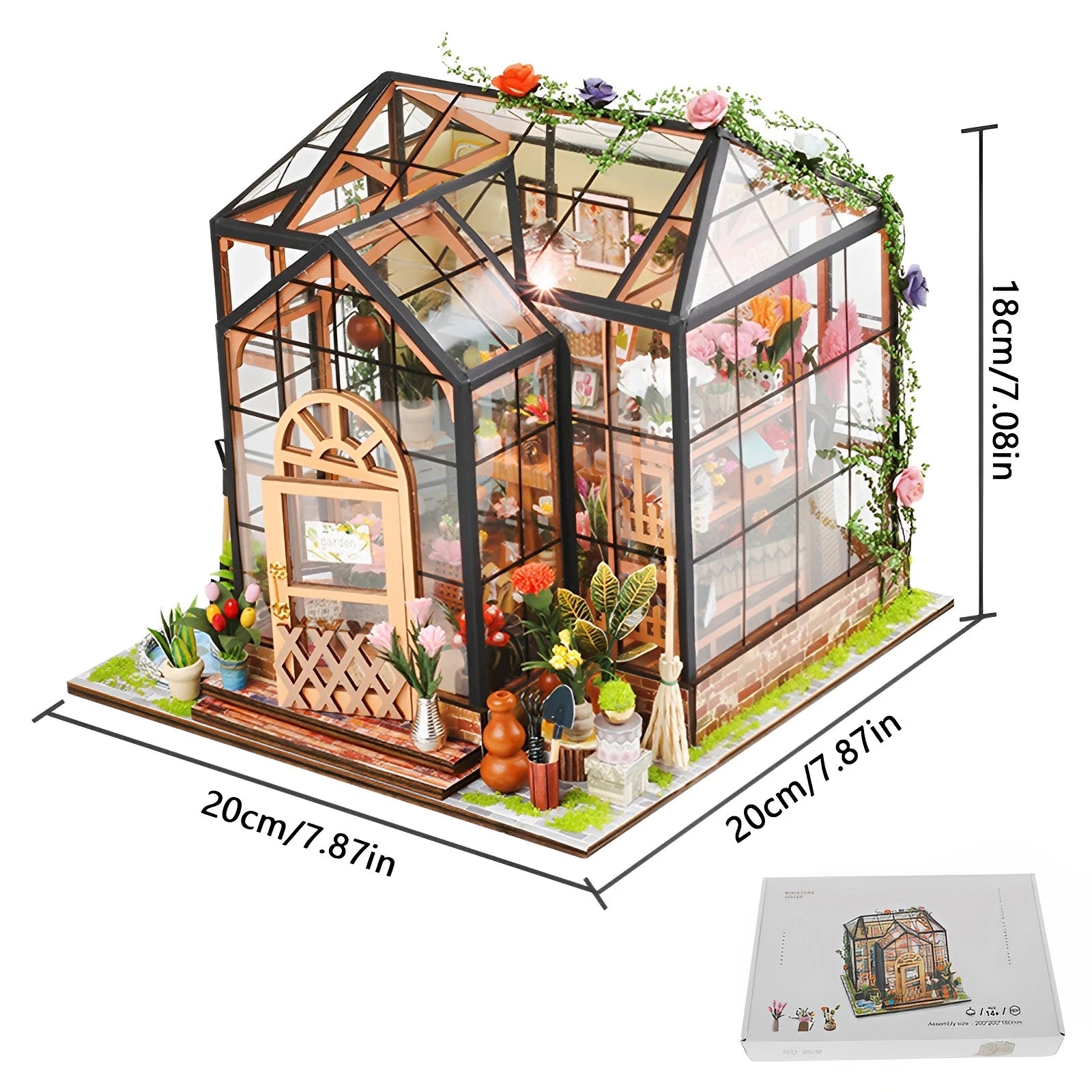 DIY Miniature Garden House Kit with LED Lights & Realistic Furniture