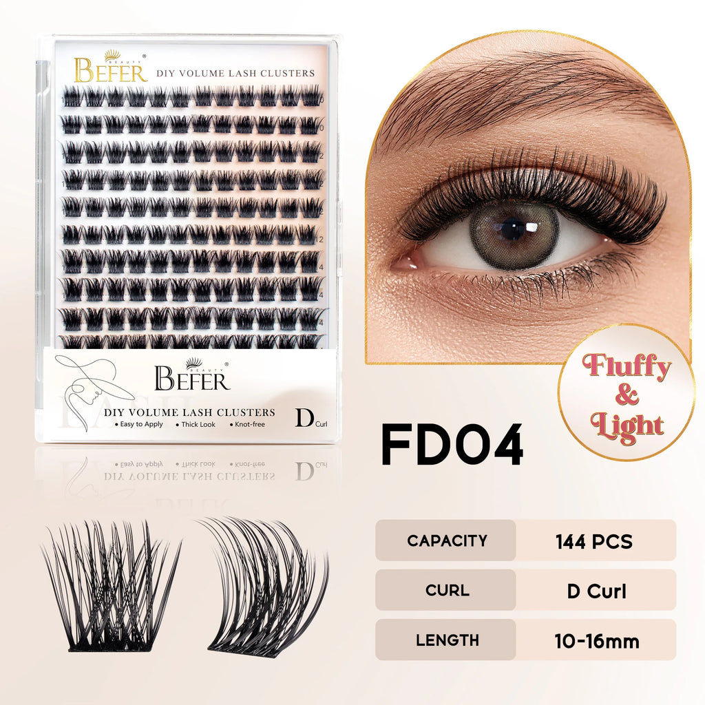 BEFER DIY Cluster Lashes - Natural Volume False Eyelash Extensions