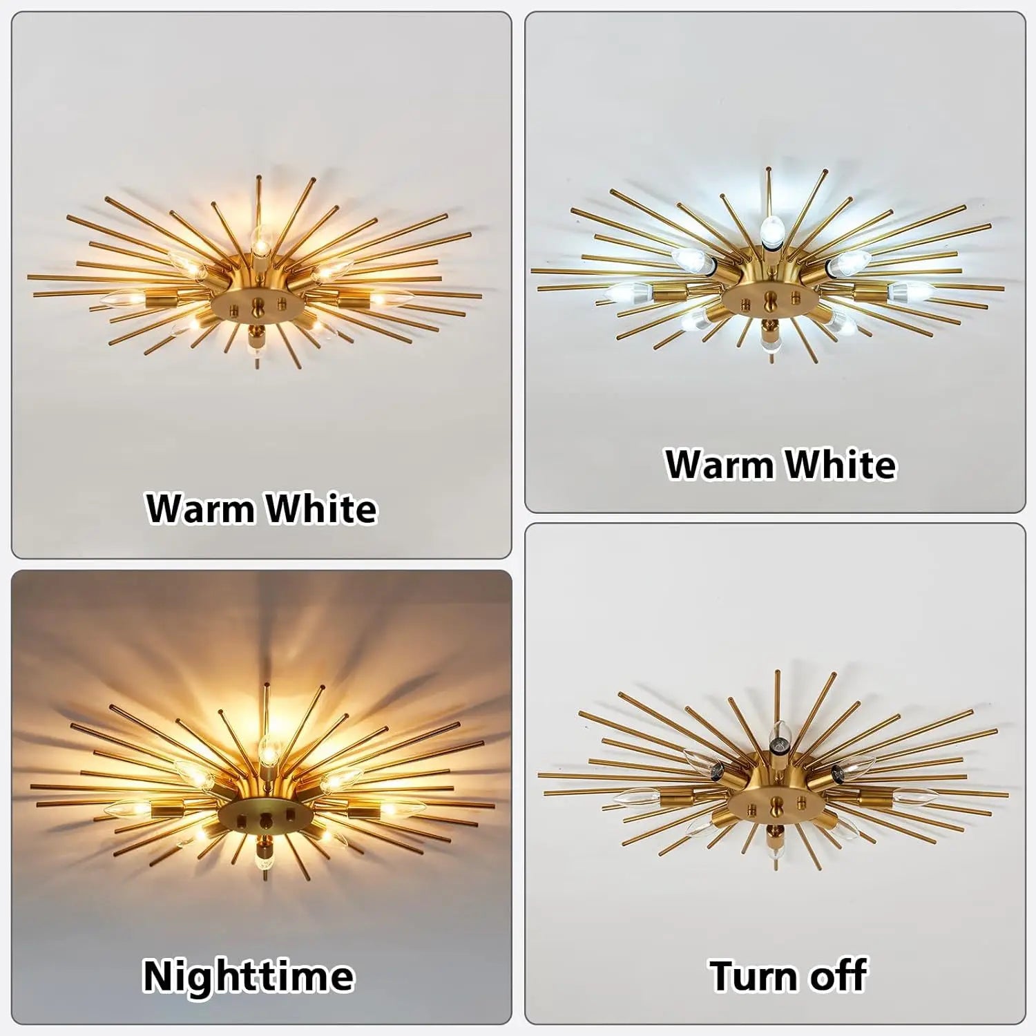 Elegant Modern Gold Metal LED Ceiling Light for Home & Restaurant