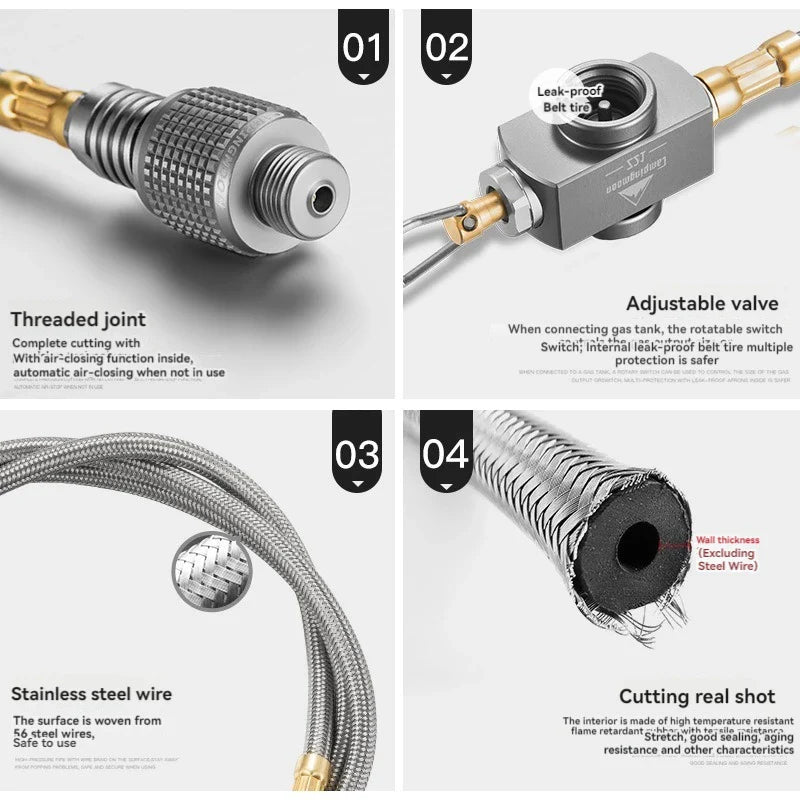 CAMPINGMOON Gas Stove Extension Adapter with Valve - Flexible & Durable