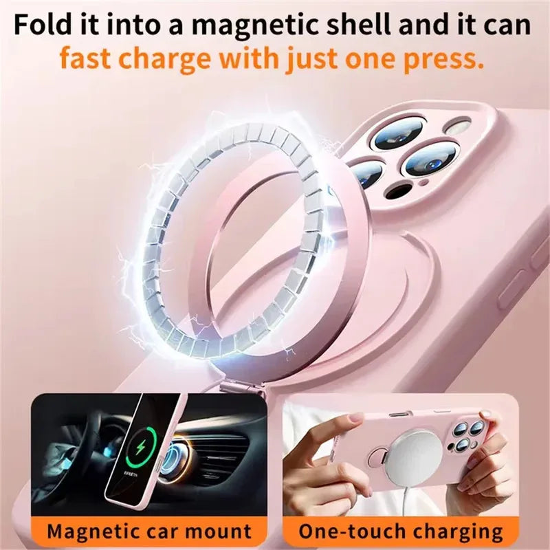 Magnetic Liquid Silicone Phone Case for iPhone 14/15/16/17 Pro Max