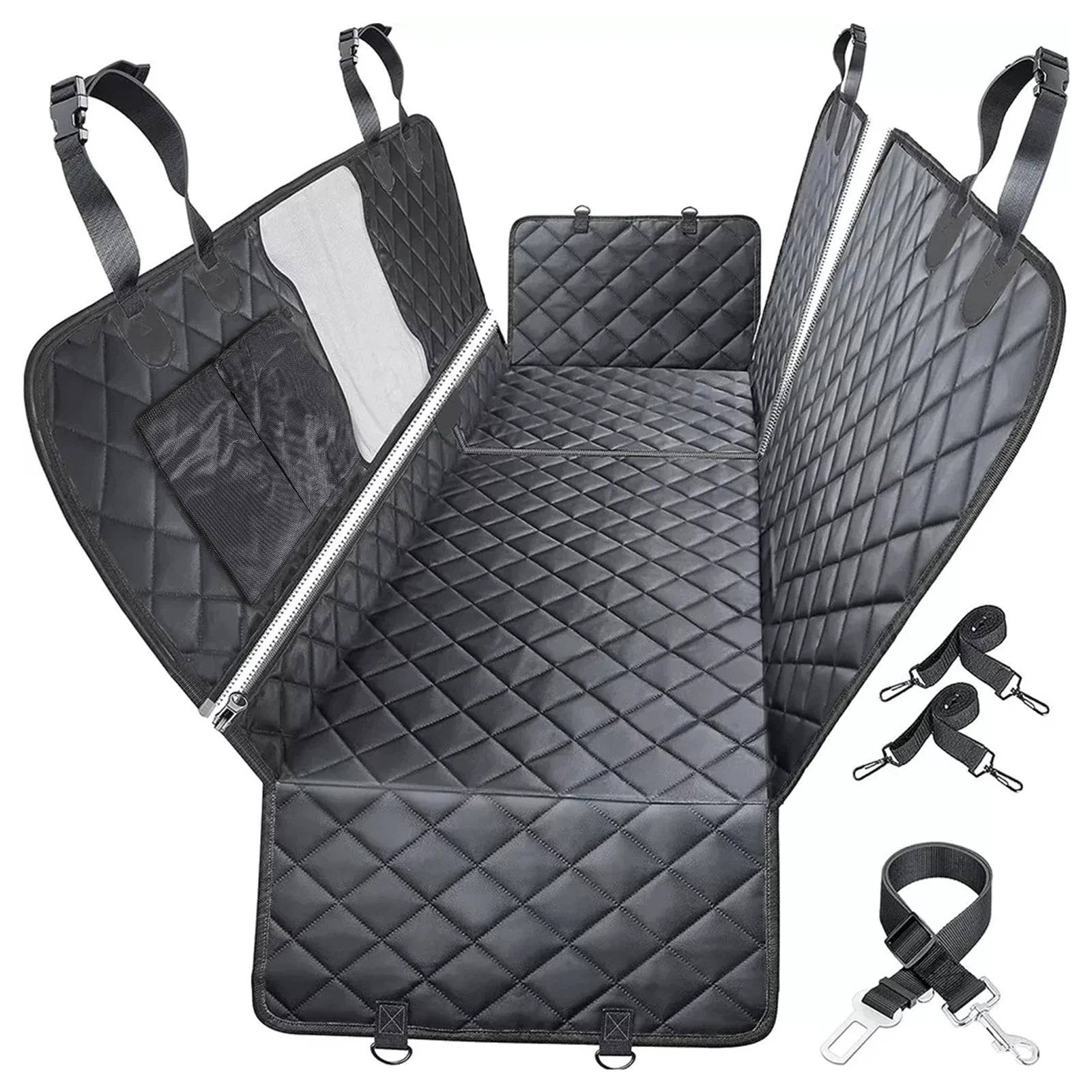 Waterproof Pet Car Seat Cover with Anti-Slip Mesh Window