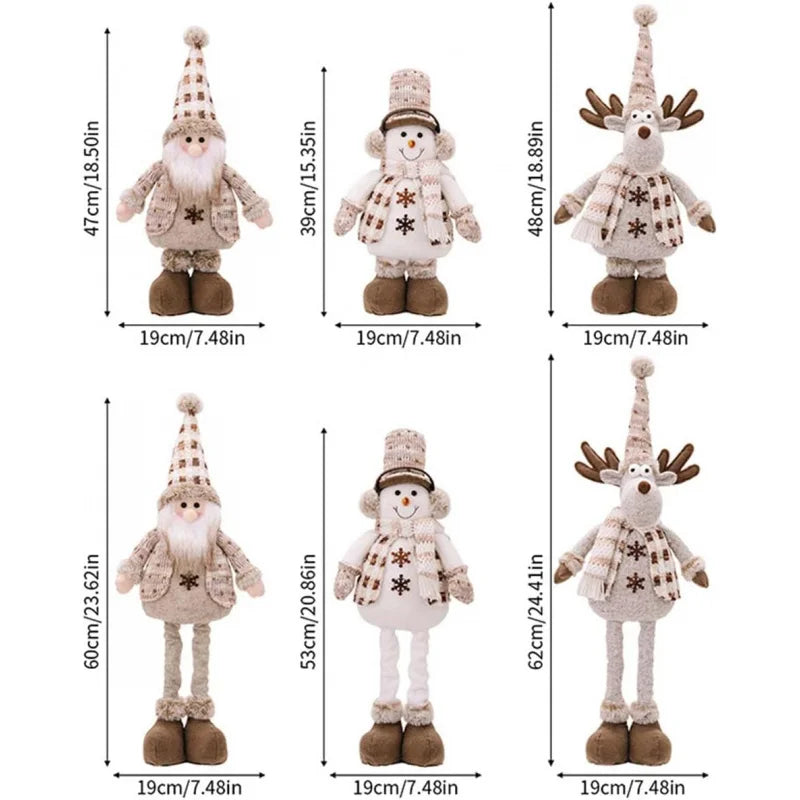 Adjustable Santa, Snowman & Reindeer Plush Dolls - Perfect Christmas Decor