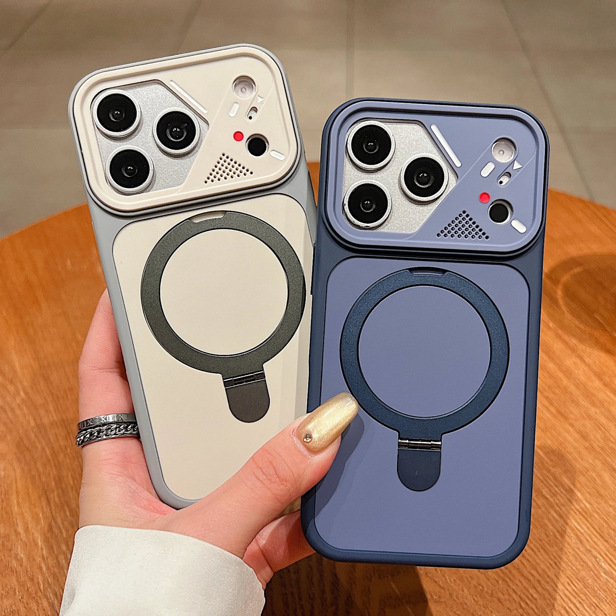 Luxury Magnetic Phone Case with Metal Ring Holder for iPhone 15-17