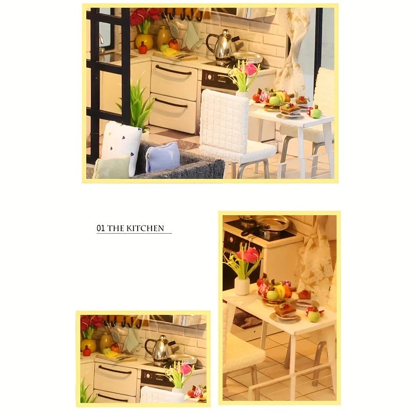 DIY 3D Wooden Dollhouse Model Kit - Creative Puzzle for Teens & Adults