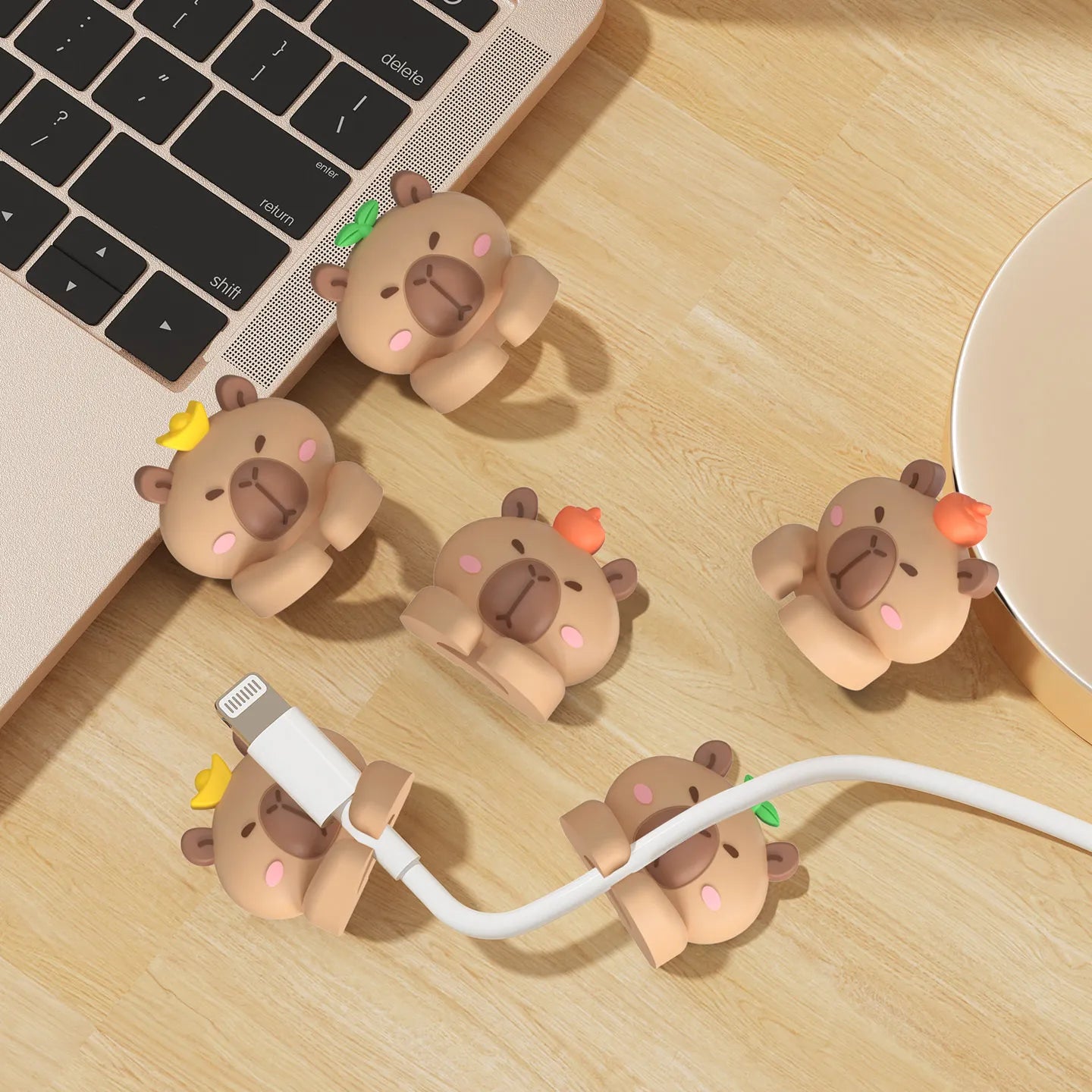 Adorable Capybara Cable Clips - Fun Desk Organizer & Cable Management