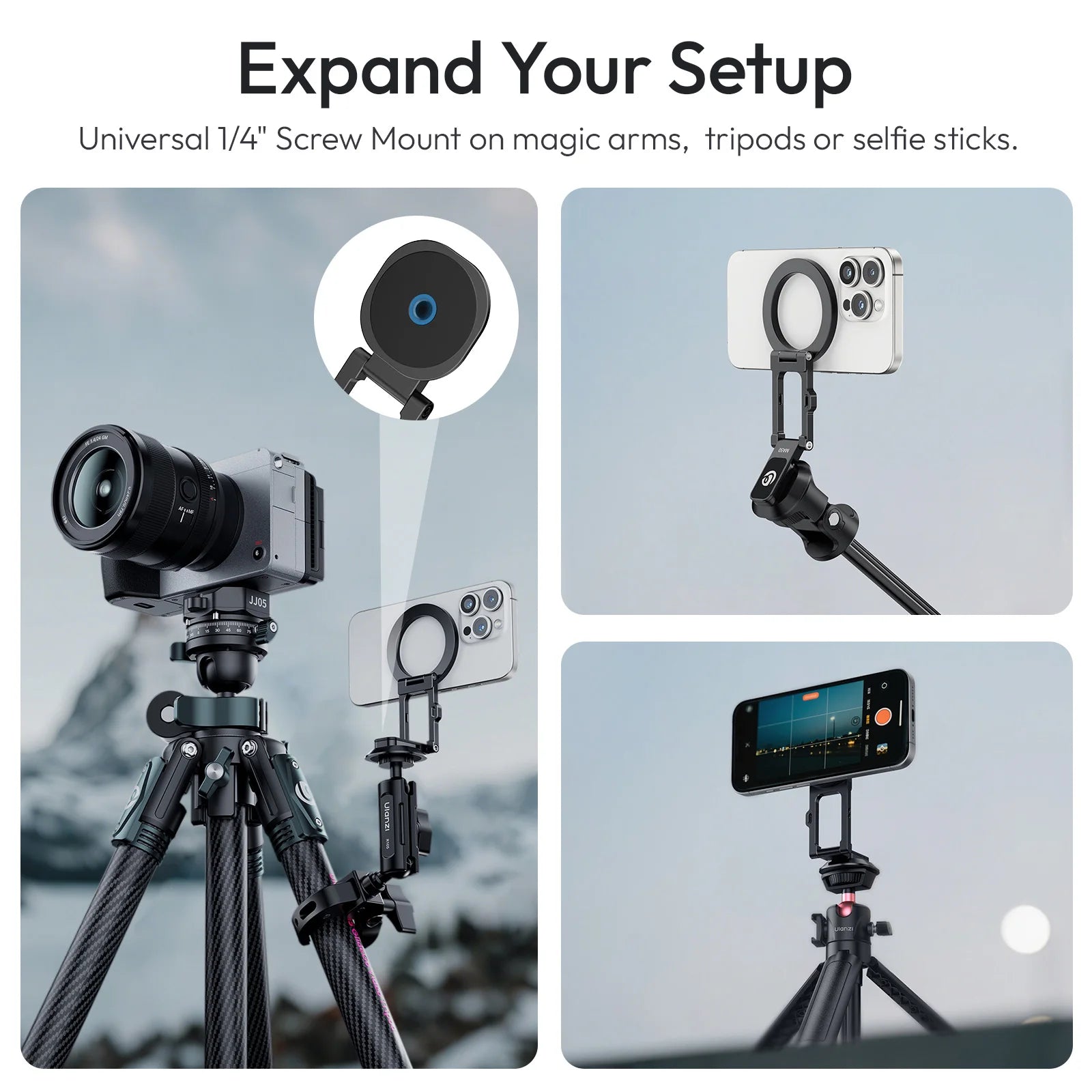 Ulanzi MA50 Magnetic Phone Holder - Foldable Mount for Tripods
