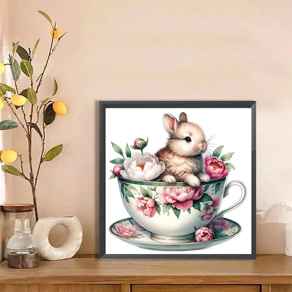 5D DIY Round Diamond Painting Kit - Rabbit and Floral Designs