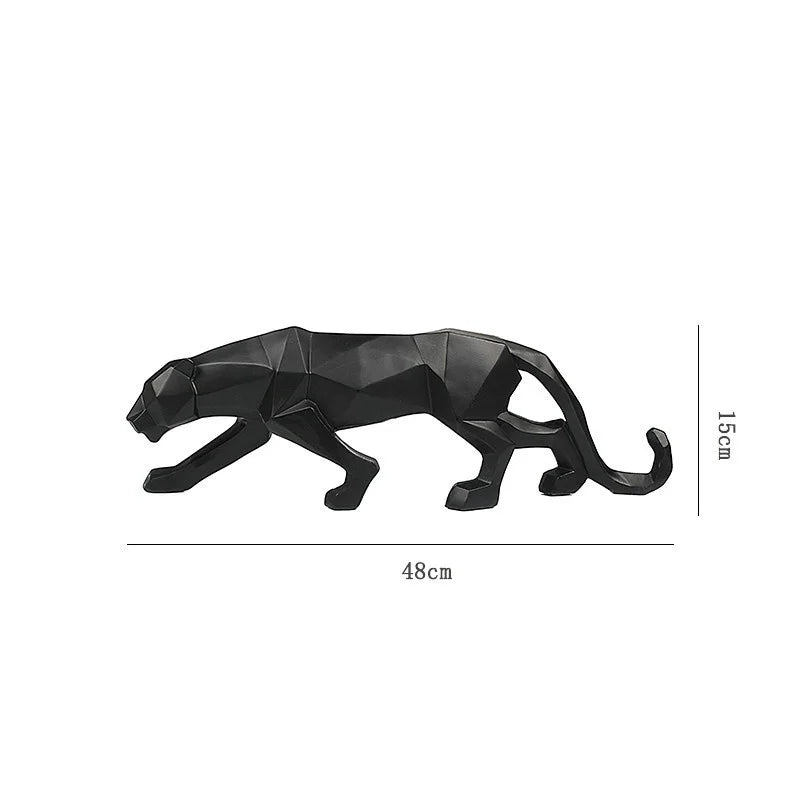 Modern Abstract Black Panther Sculpture - Unique Resin Art for Home Decor