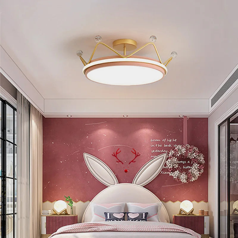 Nordic LED Ceiling Lamp - Modern Gold-Pink Design for Kids' Rooms