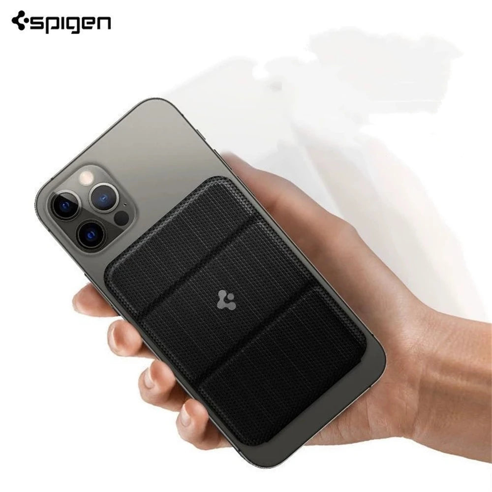 Spigen iPhone 17/16/15 Pro Max Leather Folding Magnetic Stand & Card Holder