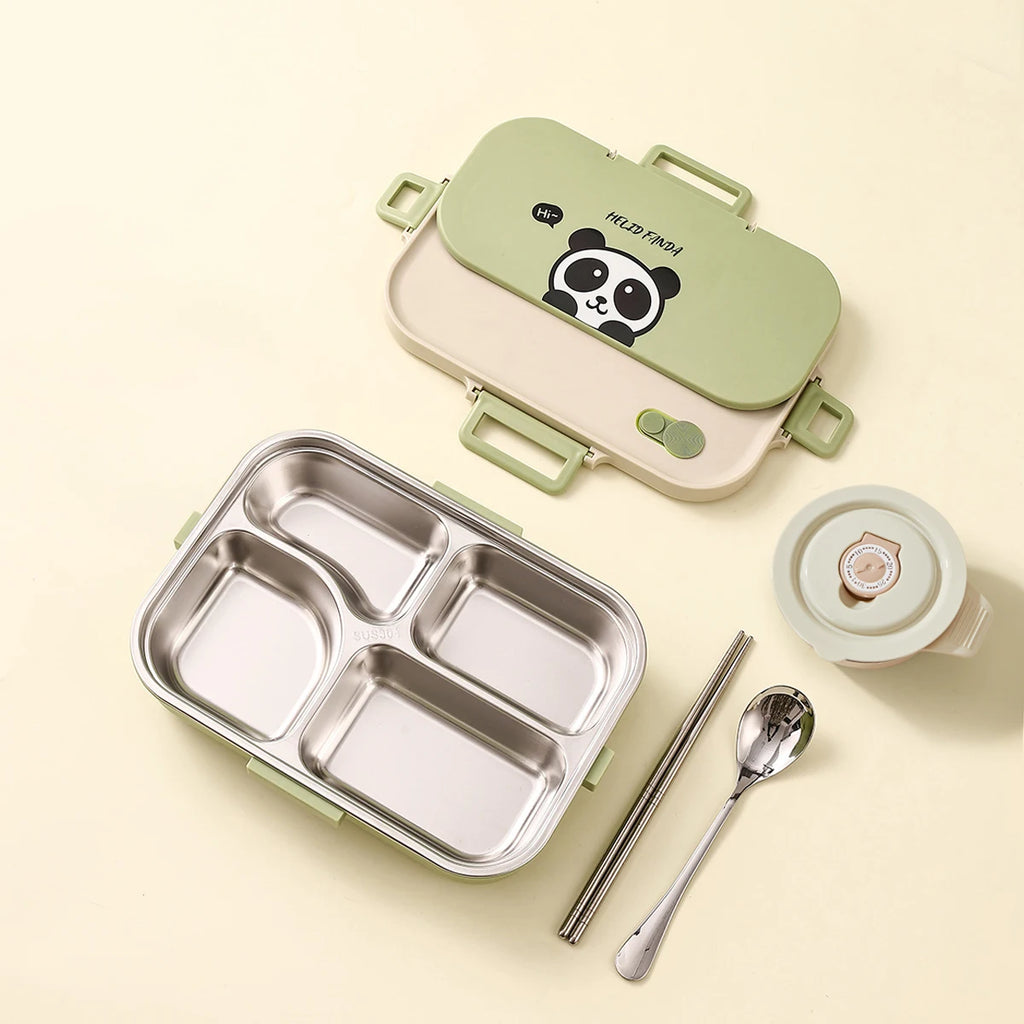 1500ml Stainless Steel Lunch Box with Cutlery & Bowl - Large Capacity
