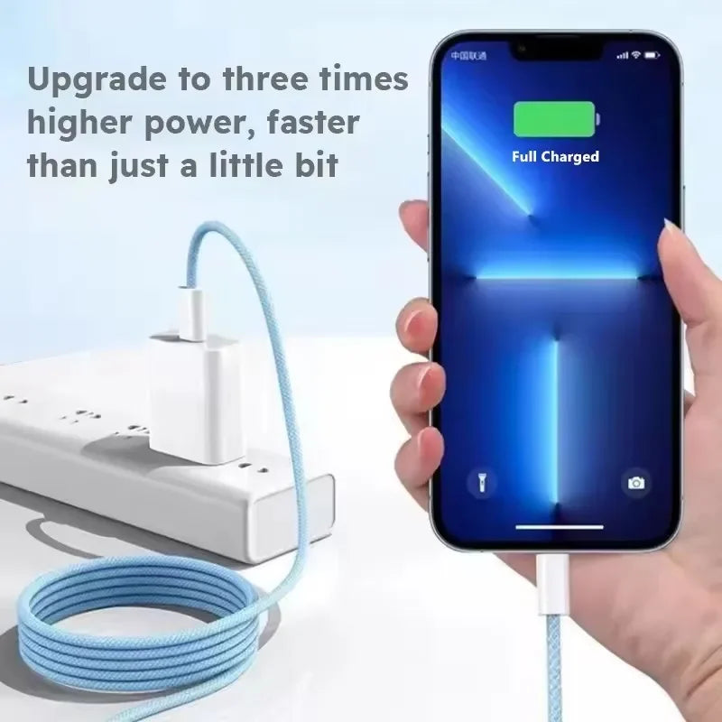 35W Fast Charge PD Cable for iPhone & USB-C Devices - 1m/2m Braided