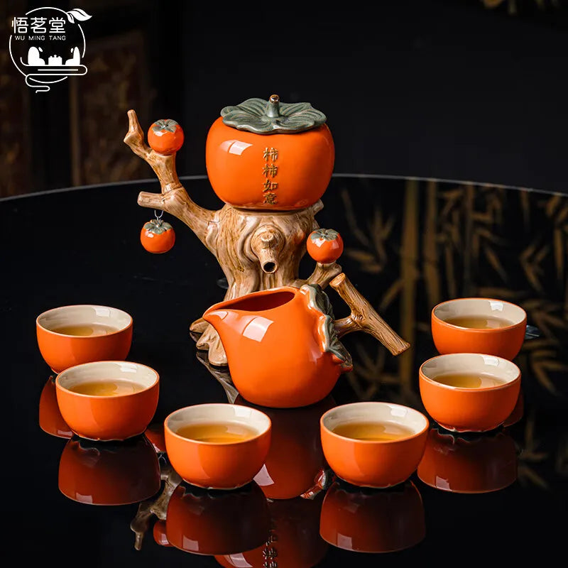 Persimmon Automatic Tea Set - 9-Piece Ceramic Gift for Tea Lovers