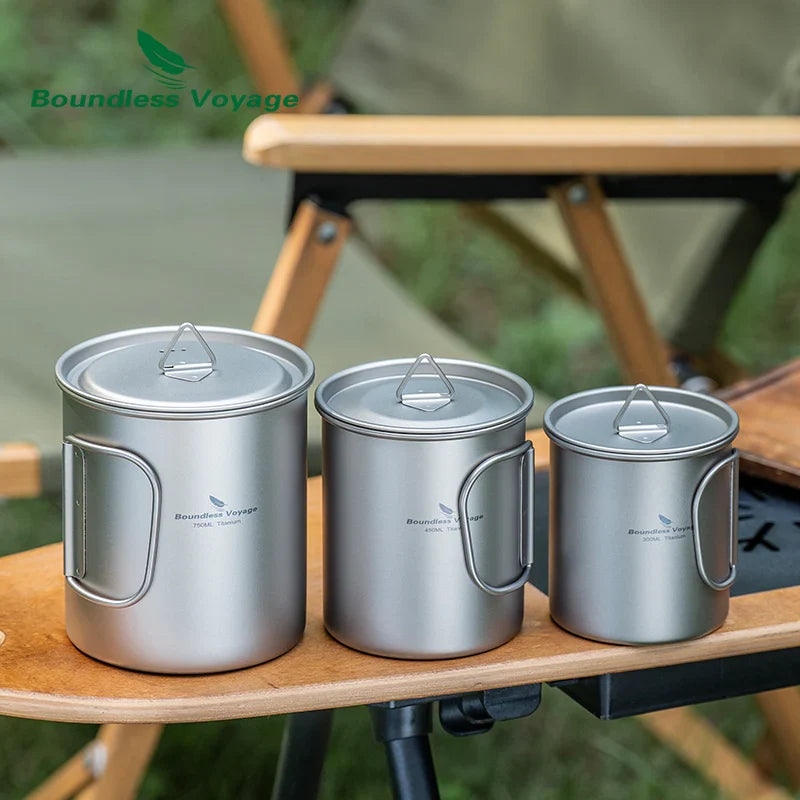 Titanium Camping Mug with Lid - Stackable & Durable Travel Cup