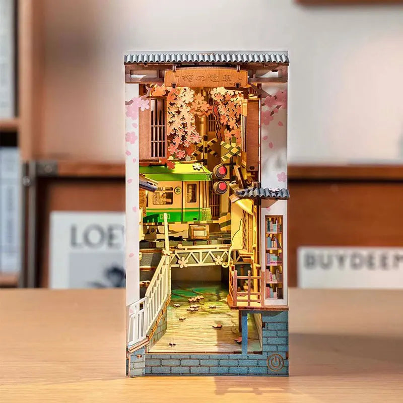Robotime DIY Book Nook Miniature House Kit - Sakura Densya