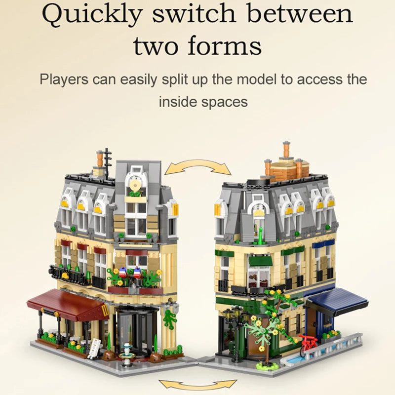 3230pcs Paris Restaurant & House Building Blocks Set for Creative Play