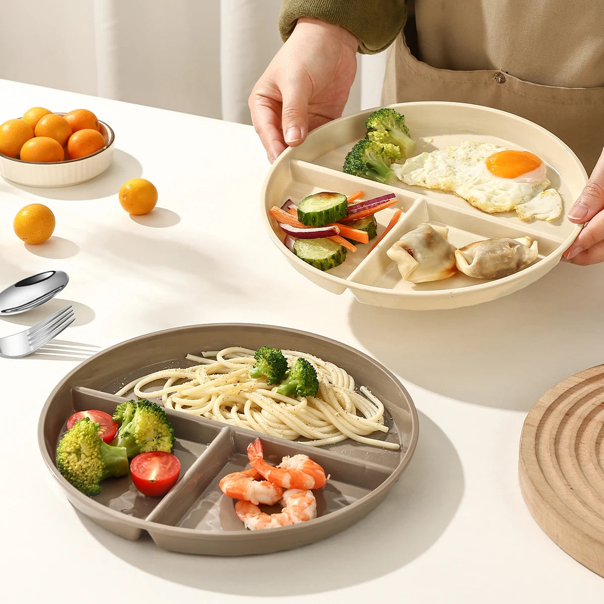Divided Round Reusable Food Plate - Dishwasher & Microwave Safe
