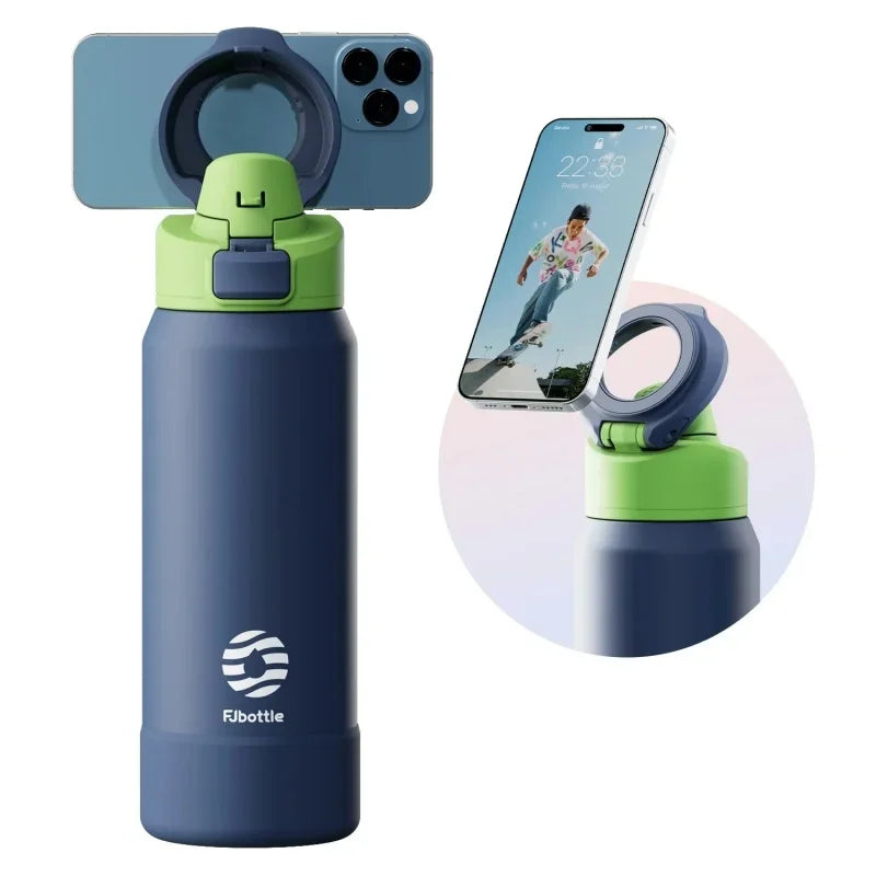 FEIJIAN Insulated Stainless Steel Sports Water Bottle with Phone Holder