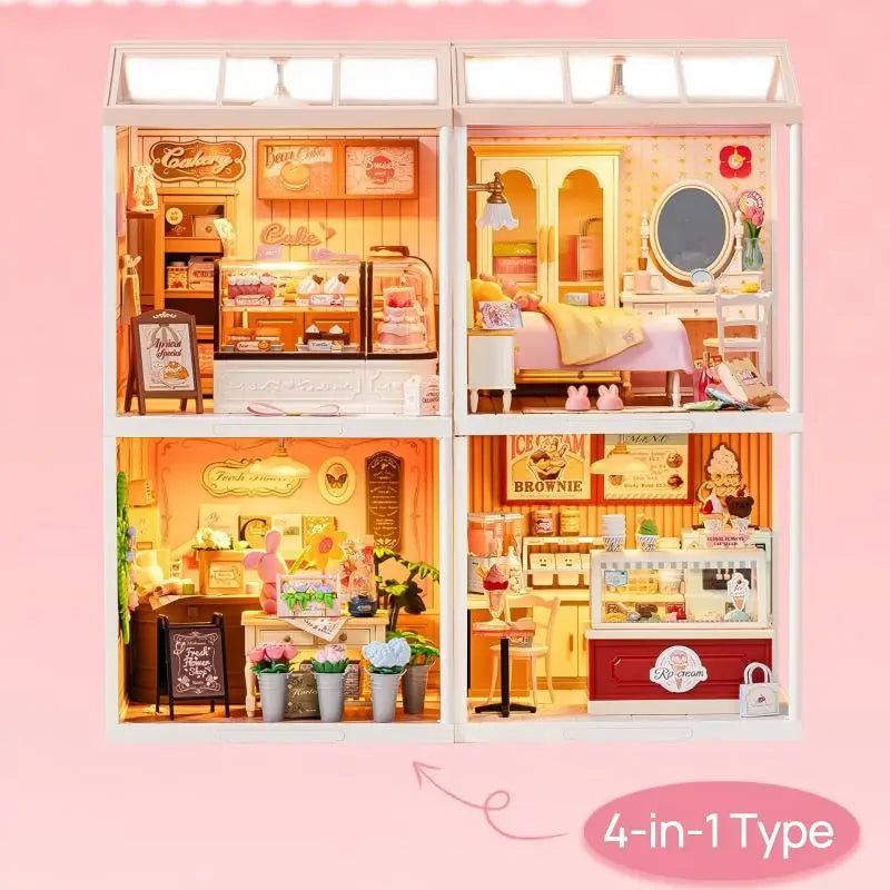 Robotime 3D Puzzle Miniature Pink Bedroom DIY Model Kit