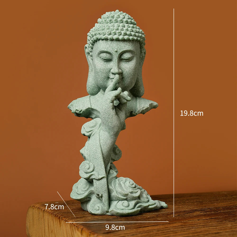 Zen Buddhist Statue - Calm Your Space with Green Sandstone Art