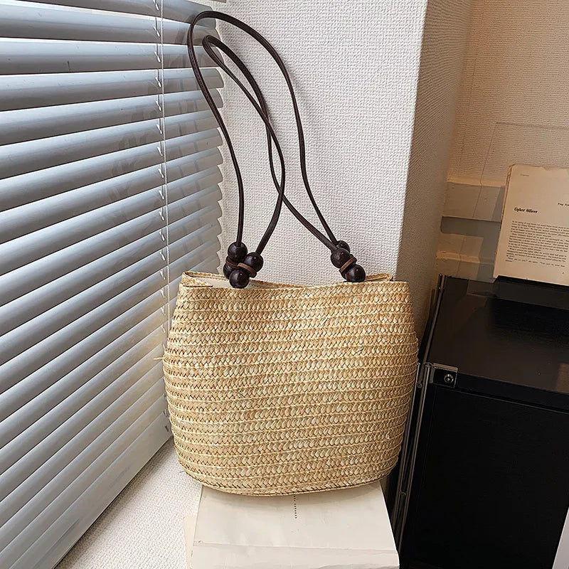 Handmade Straw Woven Shoulder Bag - Perfect for Beach & Travel