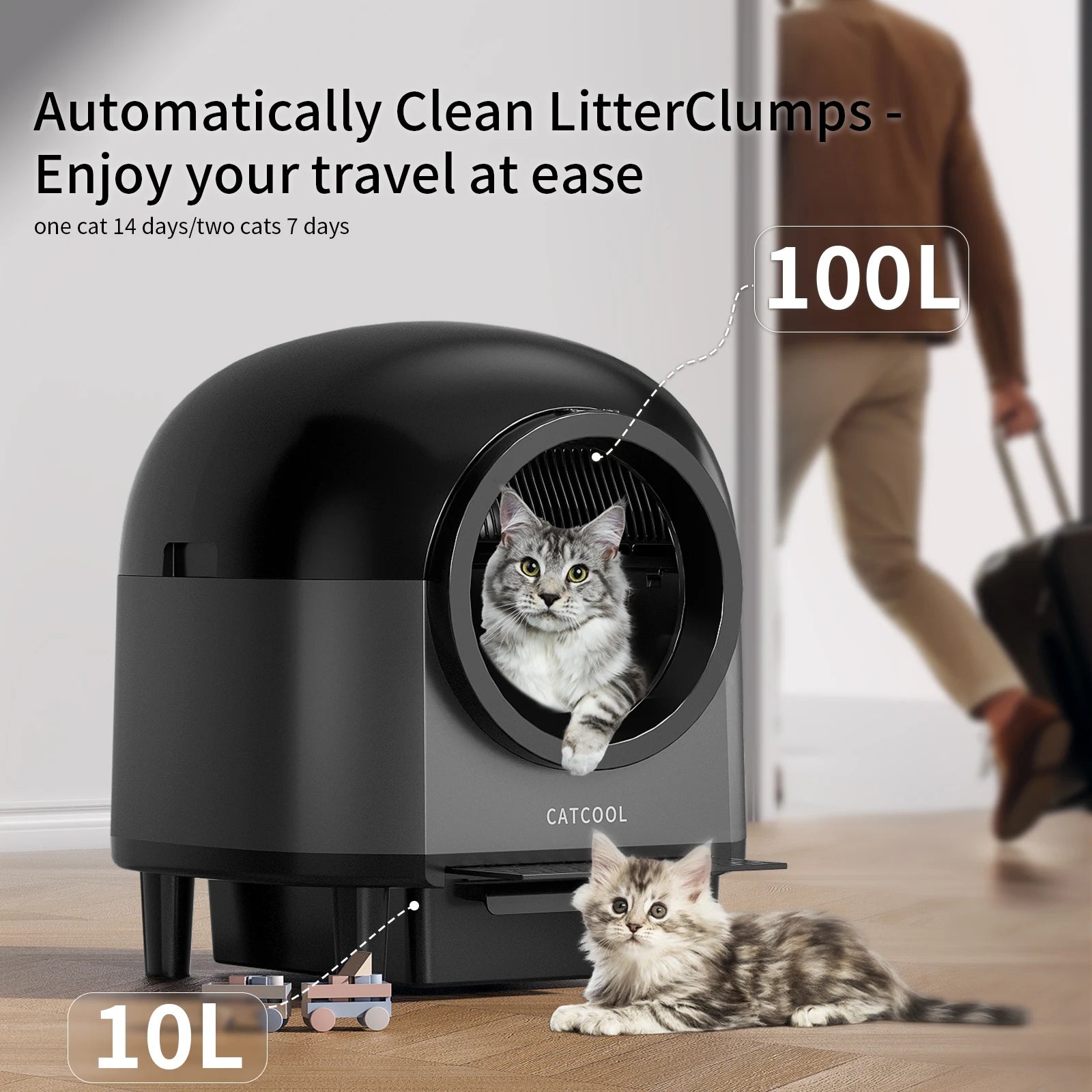 REDSASA Self-Cleaning Automatic Cat Litter Box with App Control & Stairs