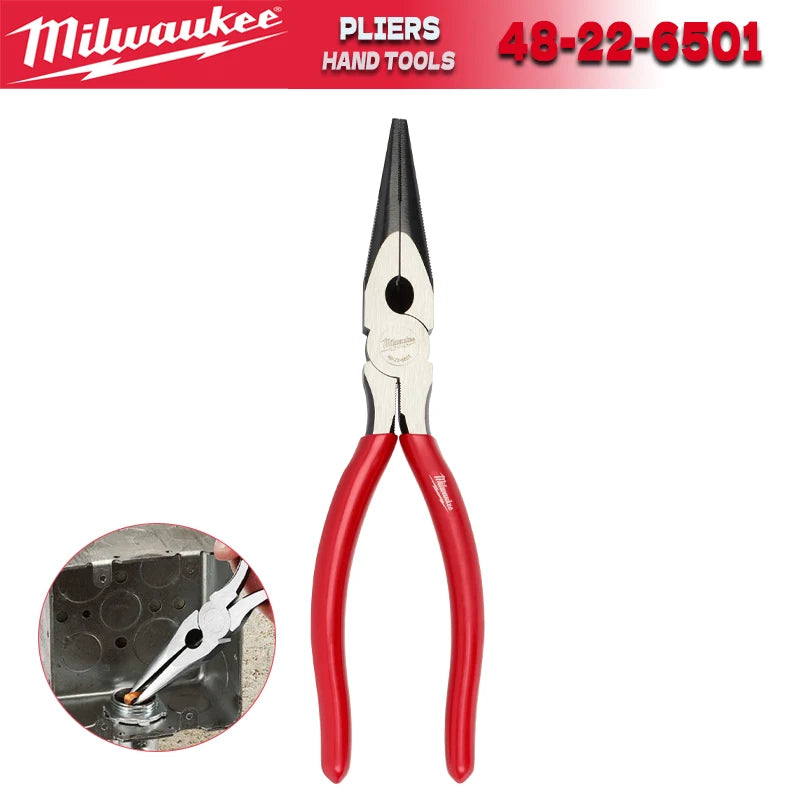 Milwaukee 8-Inch Long Nose Pliers - Multi-Purpose Wire Stripping Tool