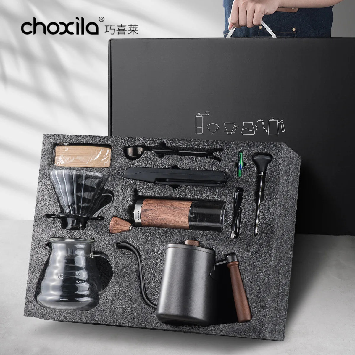 Portable Outdoor Hand Brewed Coffee Set with Grinder