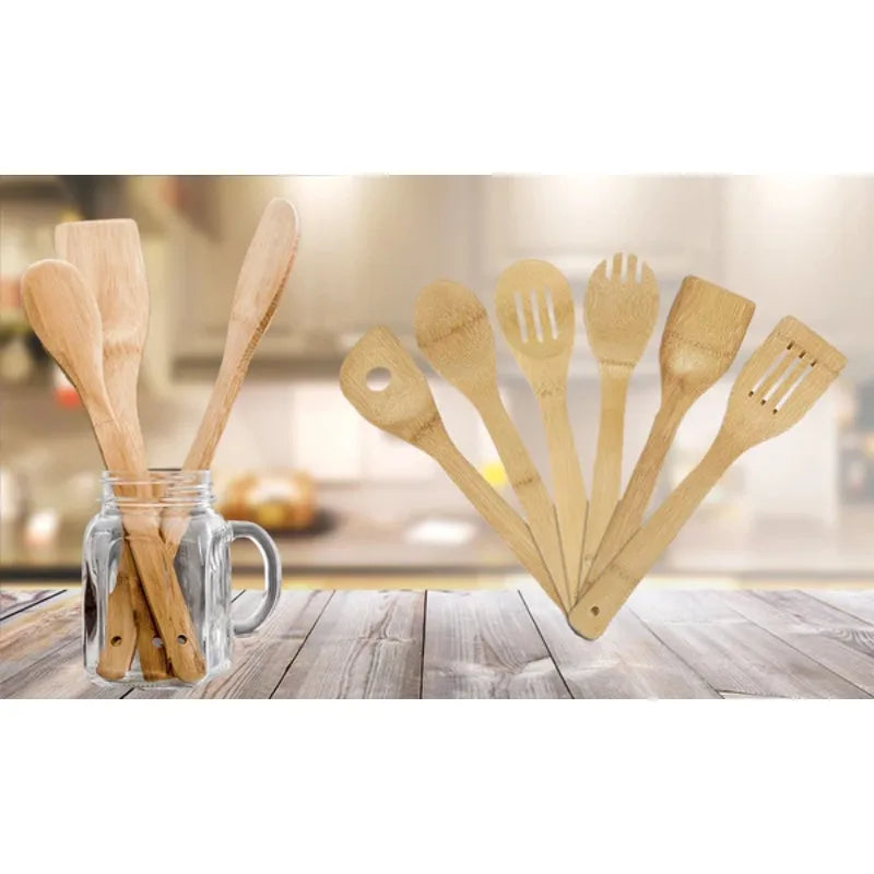 Eco-friendly Bamboo Utensil Set - Non-stick Cooking Tools with Holder