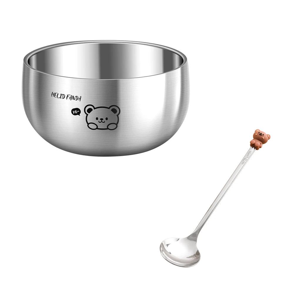 Cartoon Stainless Steel Ramen Bowl - Eco-Friendly & Safe